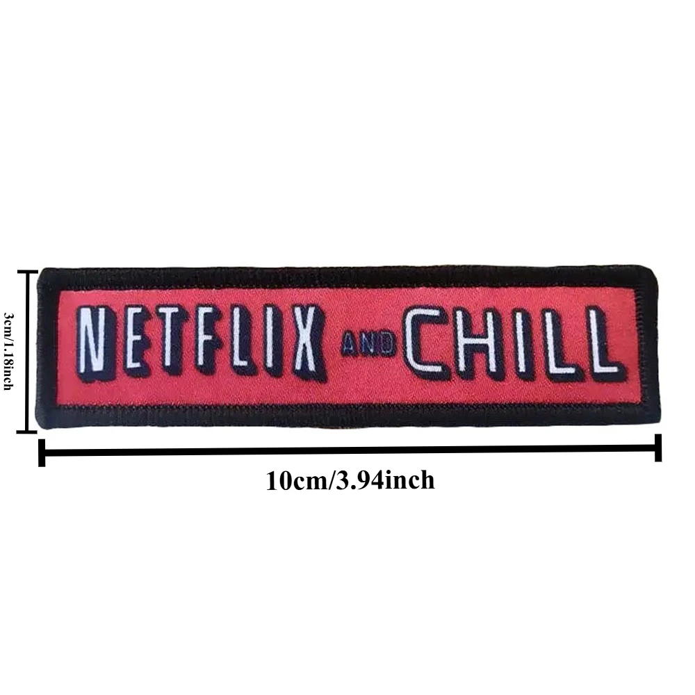 Parches de Netflix y Chill Meme, parche de gancho y bucle, brazalete moral, insignia de moral del ejército militar, pegatinas tácticas para mochila - imagen 2