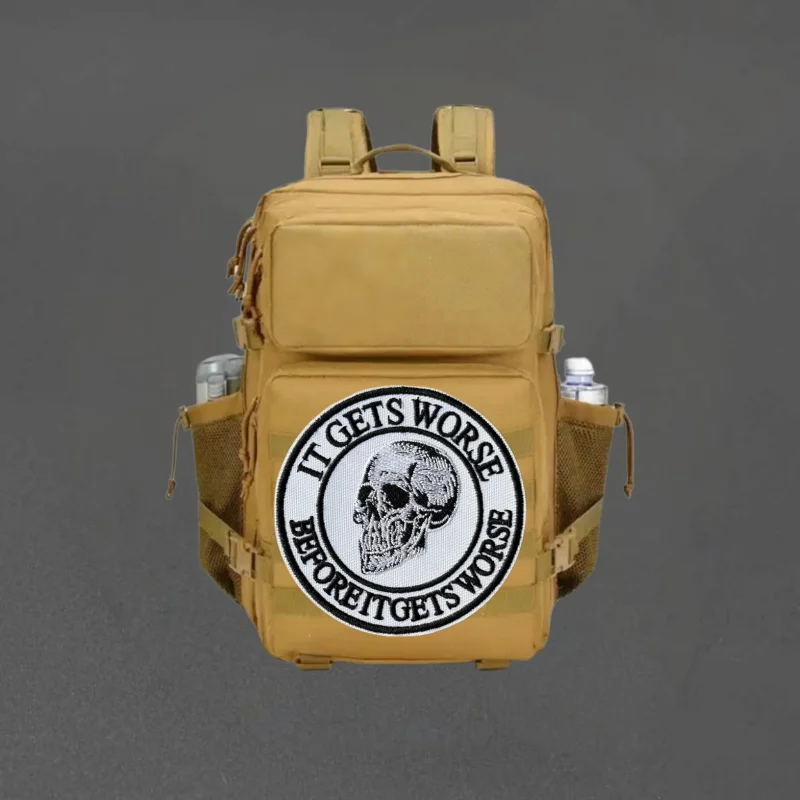 Parche táctico bordado calavera con velcro, moral e insignia para mochila - imagen 5
