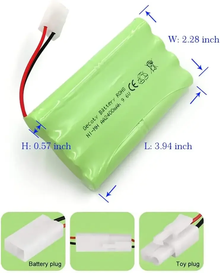 Paquete de batería recargable Ni-MH AA de 9,6 V y 2400mAh, enchufe Tamiya con cargador para control remoto, tanques de coches de juguete, trenes, Robot, barco, pistola - imagen 2