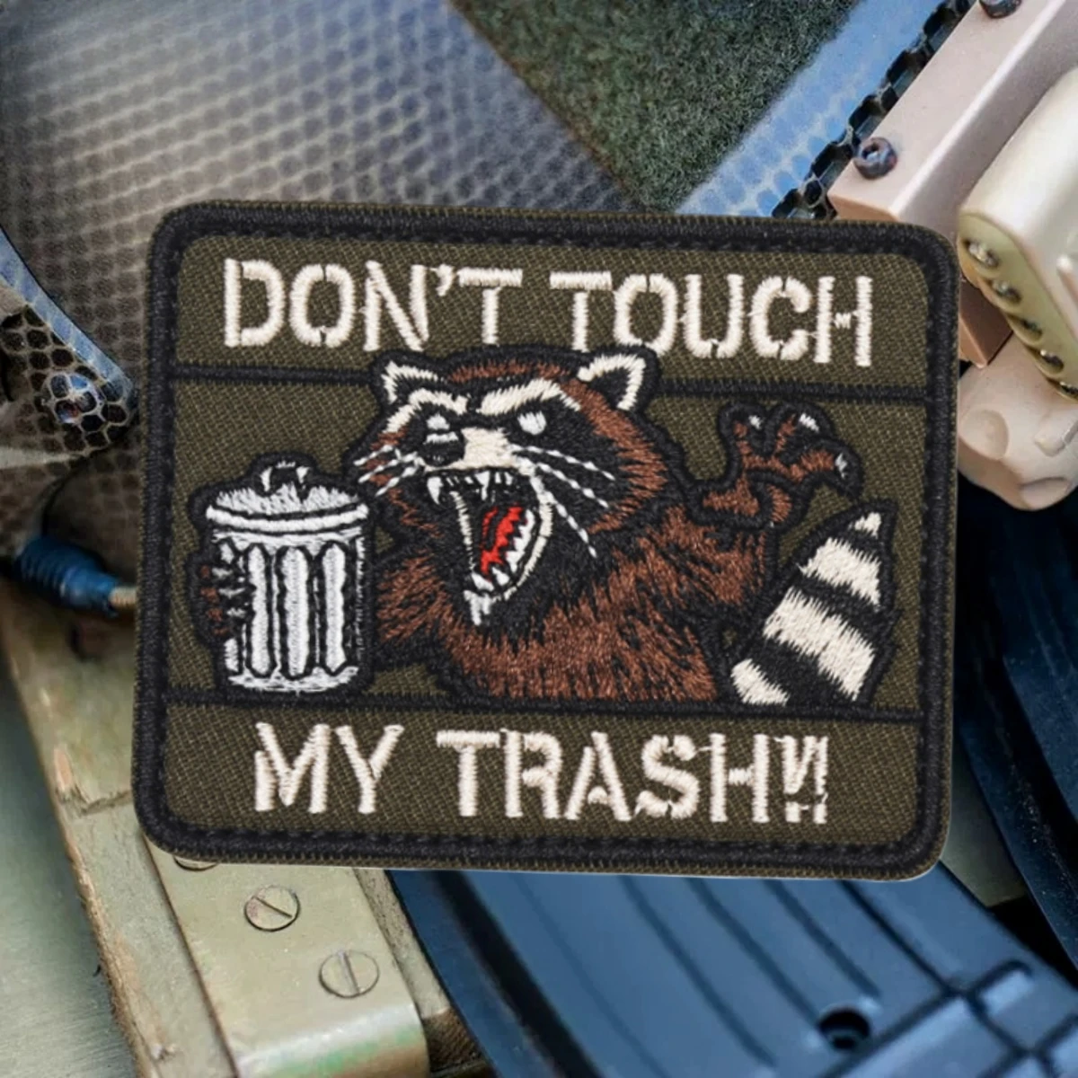Parche de mapache "Don't Touch My Trash", insignia de moral táctica, parches de gancho y bucle impresos para ropa, apliques militares personalizados - imagen 4