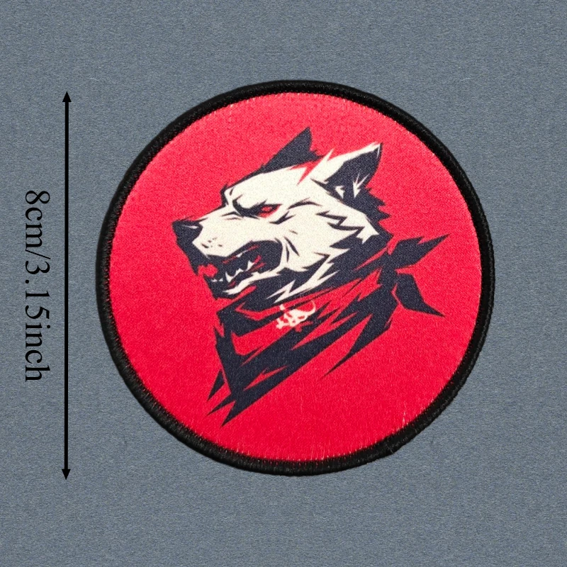 Parche con estampado de cabeza de lobo relámpago, chaleco táctico, insignia de moral con gancho y bucle, pegatina decorativa para mochila, parches para brazalete para ropa - imagen 3