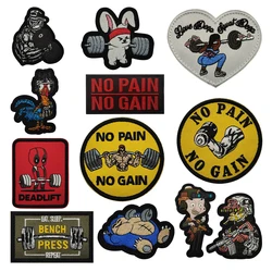 Insignia para bolsa al aire libre, nuevo producto, dibujos animados, serie bonita de Fitness, barra de conejo, parche bordado para ropa, sello moral