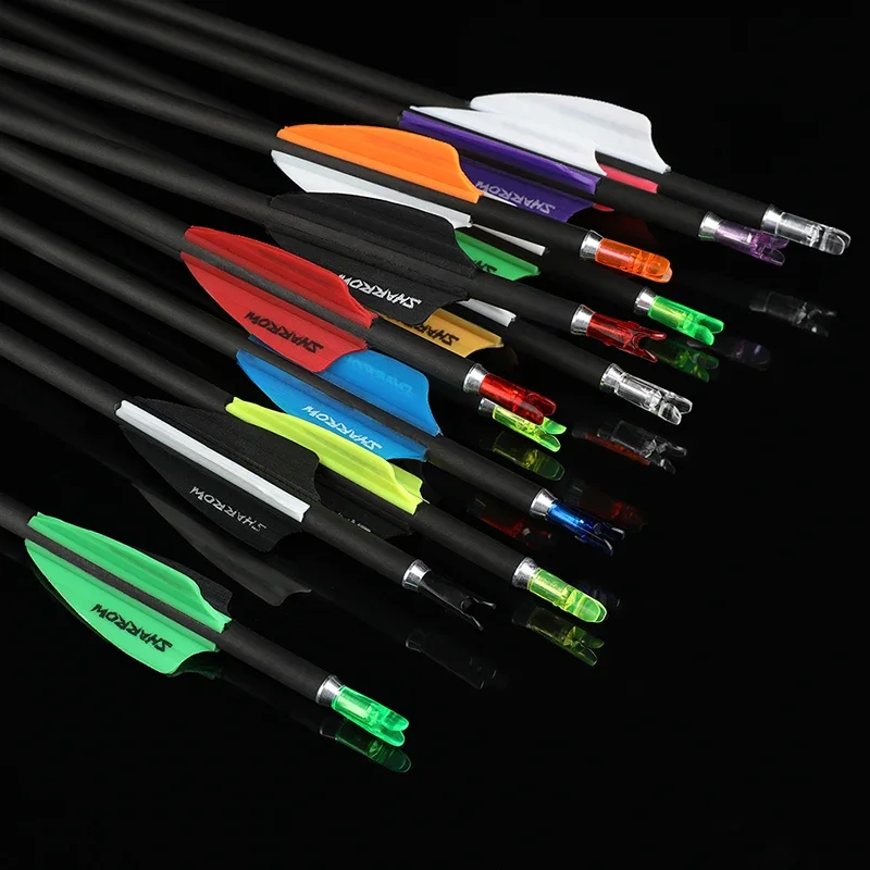6 uds flechas de carbono puro 32 "eje de flecha SP300-1000 ID 4,2mm paletas de goma con ranura de aire arco tiro con arco caza competencia de tiro - imagen 5