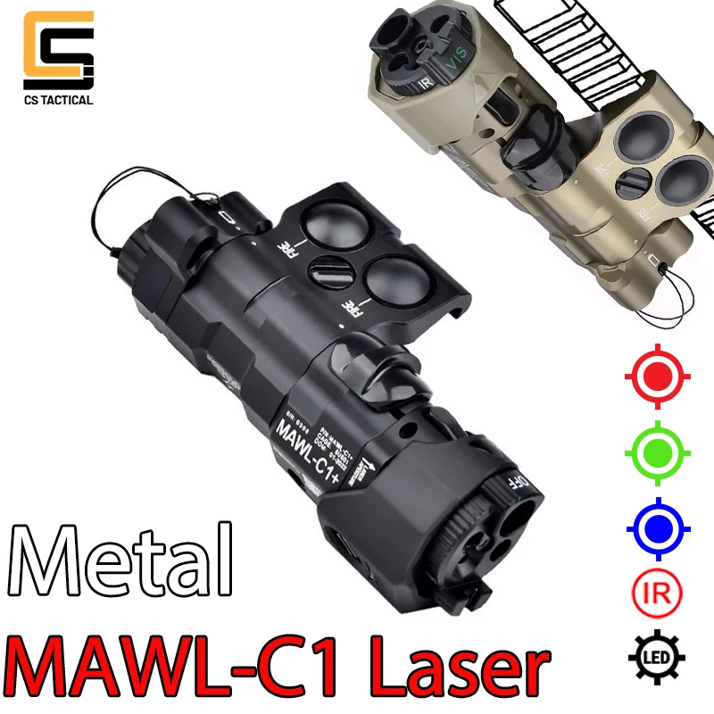 MAWL-C1 Actualización Táctica en Metal - Láser Rojo Verde Azul para Airsoft, Lámpara LED de Caza, Iluminación IR, Interruptor de Presión de Doble Función - imagen 2