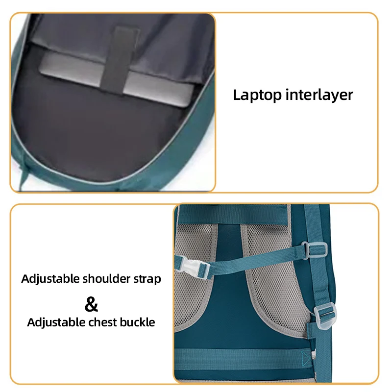 Mochila de viaje deportiva para acampar al aire libre, gimnasio, Fitness, senderismo, entrenamiento de senderismo, mochila, paquete de zapatos, bolsas para ordenador portátil universitario de negocios - imagen 5