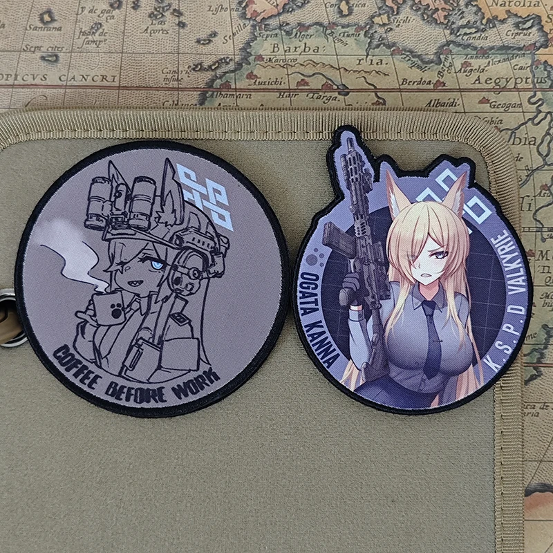 Azure Archives Abydos College Fandom parche Ogata Kanna arma táctica chica insignia juego Perifera para ropa mochila brazalete