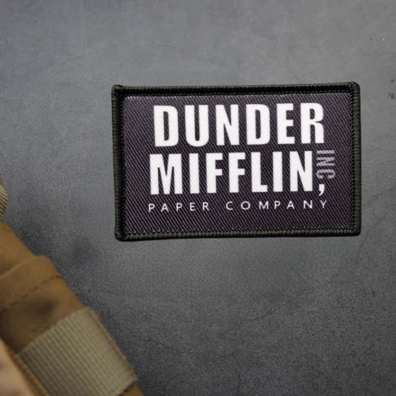 Parche estampado DONDER MIFFLIN, insignia de moral táctica militar con gancho y bucle, pegatina decorativa para mochila, parches para brazalete para ropa - imagen 5