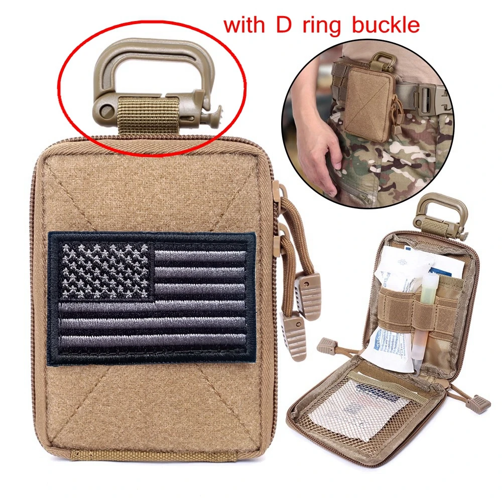 Bolsa táctica de primeros auxilios, bolsas Molle EMT, bolsa médica IFAK para caza, Kit de supervivencia de emergencia con hebilla D, insignia estadounidense