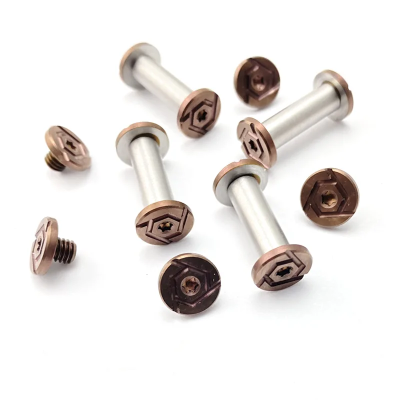 10 unids/lote Material de acero inoxidable 10 tamaños pares de mangos de cuchillo tornillos de bloqueo rosca M4 remache de husillo T8 cabeza de tuerca Torx pernos de uñas - imagen 2