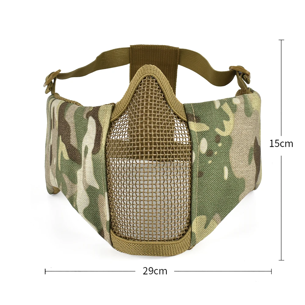 Mascarilla táctica de malla de acero transpirable, máscara facial de protección para los oídos, accesorios de caza, Airsoft, Paintball, Softair - imagen 3