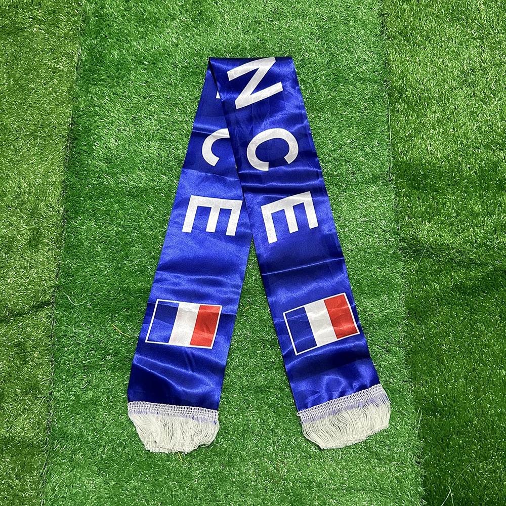 Bufanda SKY FLAG Francia, 14x130cm, doble estampado, bandera francesa, bufanda del equipo de fútbol, bufanda estampada, pancarta francesa de satén para fanáticos del deporte - imagen 2