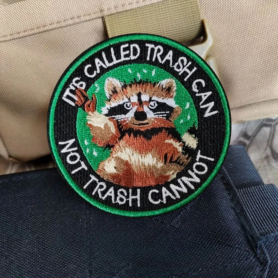 No basura no puede mapache parche táctico divertido gancho y bucle bordado parches moral insignia ejército militar brazalete mochila pegatinas - imagen 2