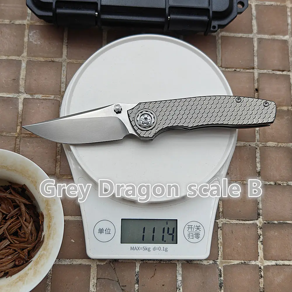 Cuchillo EDC M390 lavado piedra perla con mango de titanio - imagen 2