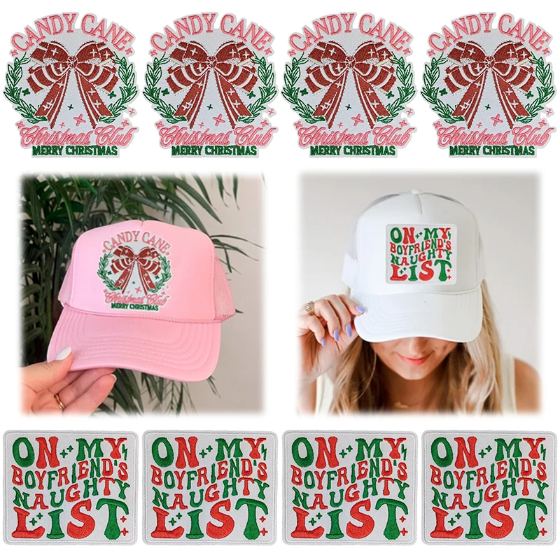 10 unids/set, venta al por mayor, parches para planchar con bastón de caramelo para ropa, parche termoadhesivo para sombrero, parche bordado para novio, aplique con logotipo - imagen 2