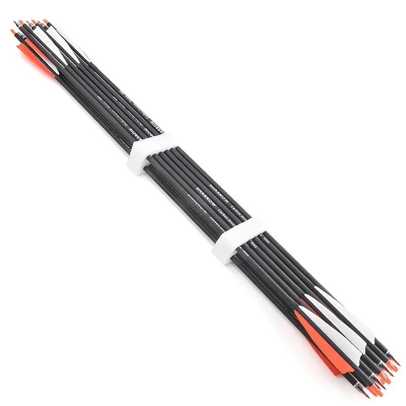 12 Uds. Columna de tiro con arco de 31,6 pulgadas 500 mezcla de flechas de carbono 4 pulgadas pluma de pavo colorida puntas de flecha de 100 granos para tiro con arco - imagen 4
