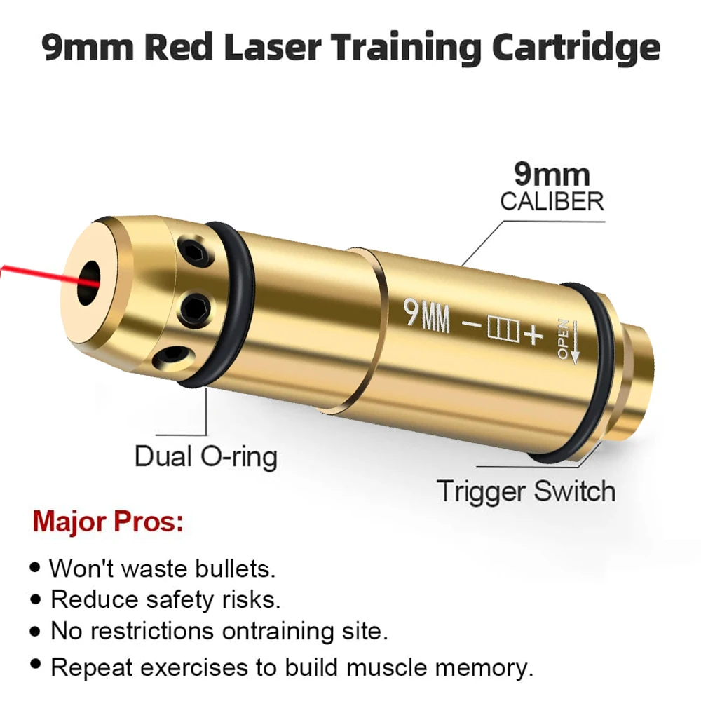 Bala de entrenamiento con láser de 9x19mm, Combo de mira con orificio láser 2 en 1, puntero láser para entrenamiento de fuego seco y puesta a cero de visión - imagen 4
