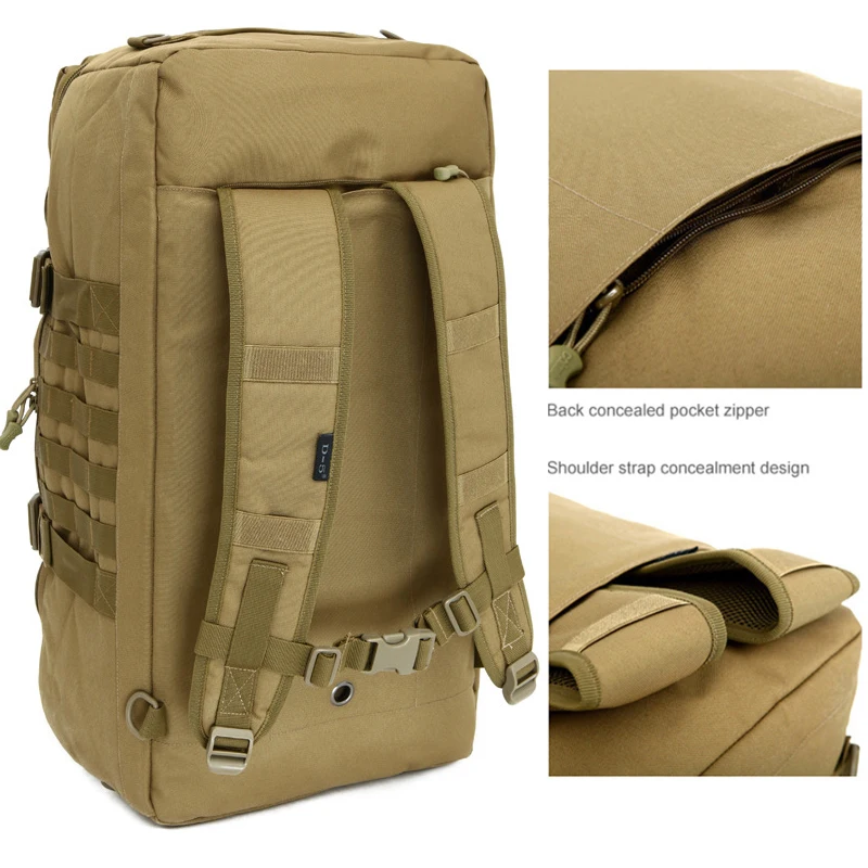 Mochila táctica grande de 60L para hombre, bolso de viaje para acampar, Trekking, escalada, deportes, Molle - imagen 4