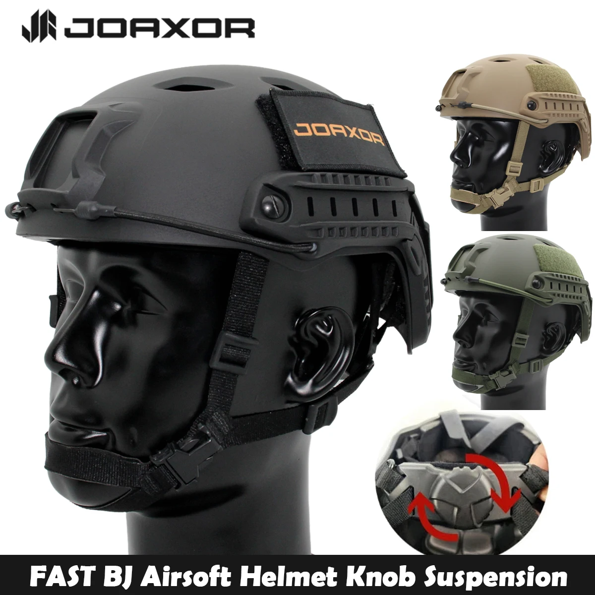 JOAXOR FAST BJ casco táctico Airsoft, perilla ajustable, montaje cuadrado y riel lateral, equipo de protección para tiro de Paintball al aire libre - imagen 2