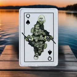 Parche de tarjeta Queen, insignia de moral táctica, "Mapa táctica de señora", pegatina para mochila del ejército militar, parches impresos con gancho para ropa