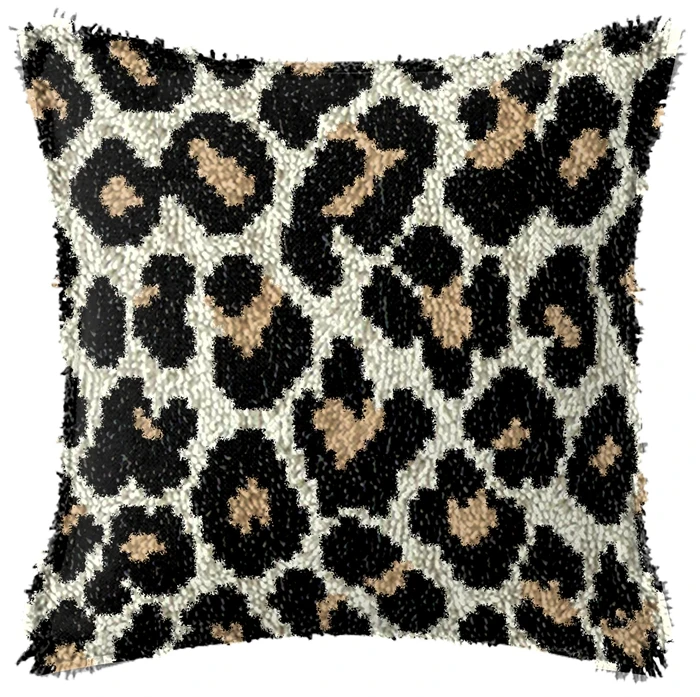 Kit de gancho de pestillo con estampado de leopardo, paquete de almohada de nudo Vintage, Kits de gancho de pestillo de bordado, fundas de almohada de cojín de flores Datura - imagen 2
