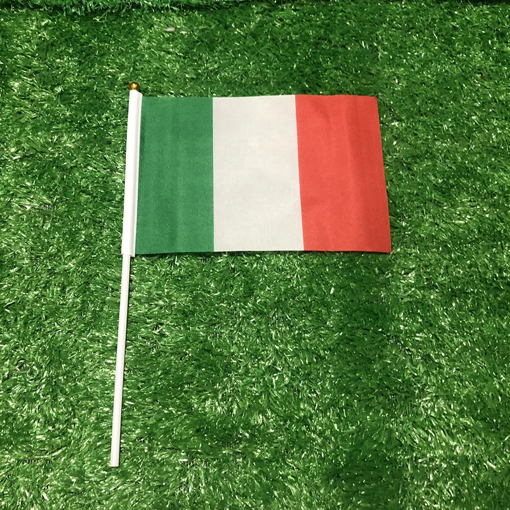 BANDERA SKY Italia bandera ondeante a mano 14x21cm 10/20/50/100 Uds poliéster penetración de doble cara Italia bandera de mano italiana para decoración - imagen 3