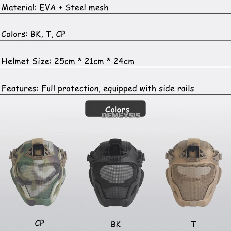 Casco táctico Airsoft protección facial completa con correa ajustable para Paintball, ciclismo de motocicleta, entrenamiento táctico - imagen 4