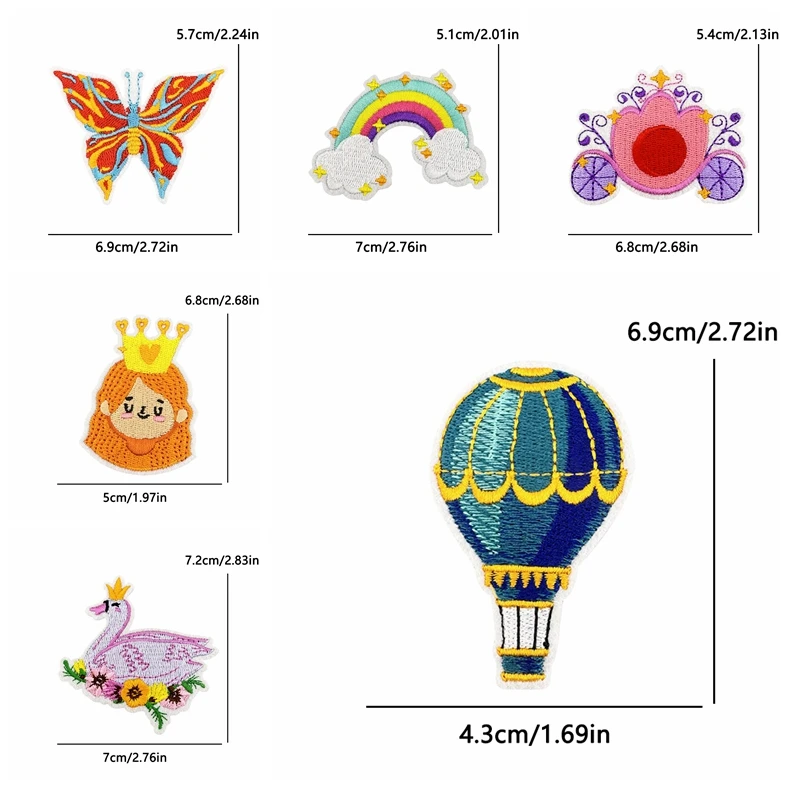 10 Uds nueva serie de dibujos animados parches bordados para planchar para ropa chaquetas Castillo de princesa parches termoadhesivos apliques para coser - imagen 5