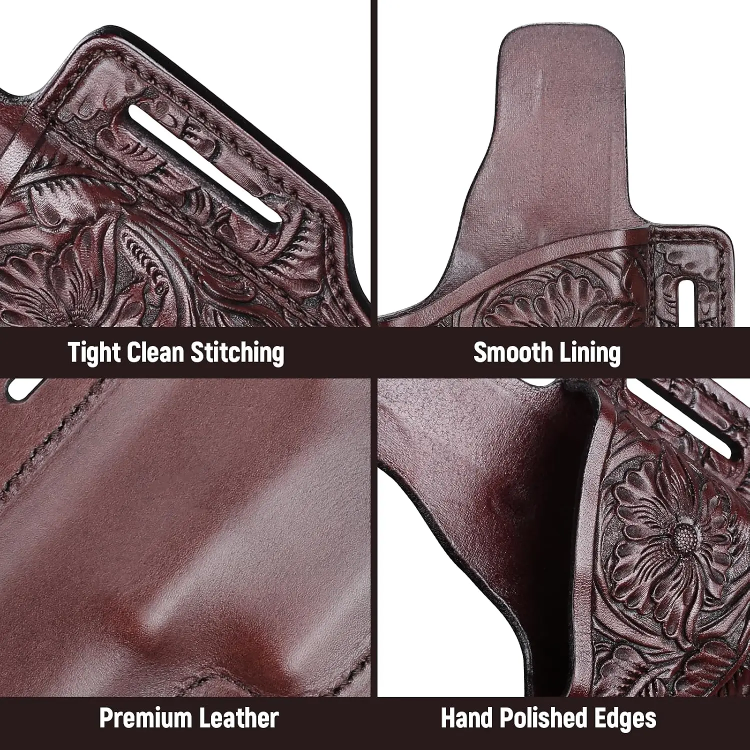 Funda de pistola táctica OWB Western de cuero tallado a mano - imagen 5