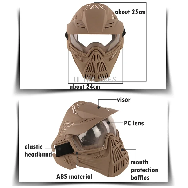 Máscara táctica con lente para tiro, entrenamiento de Paintball, juego de guerra Cs, máscara facial completa, protección, máscaras de combate Airsoft, conjunto de gafas - imagen 4