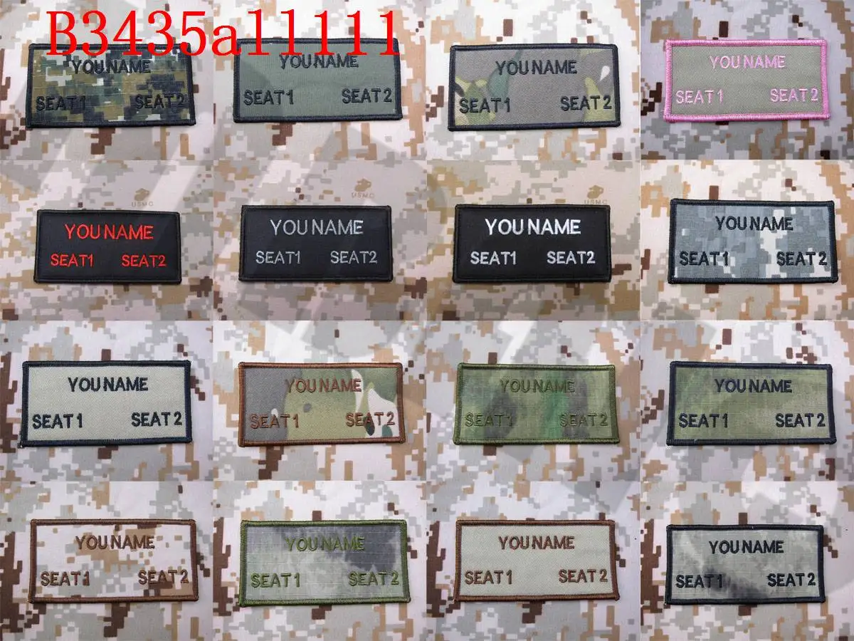 Parche bordado, cintas con nombre personalizado, gancho y bucle de marca de texto