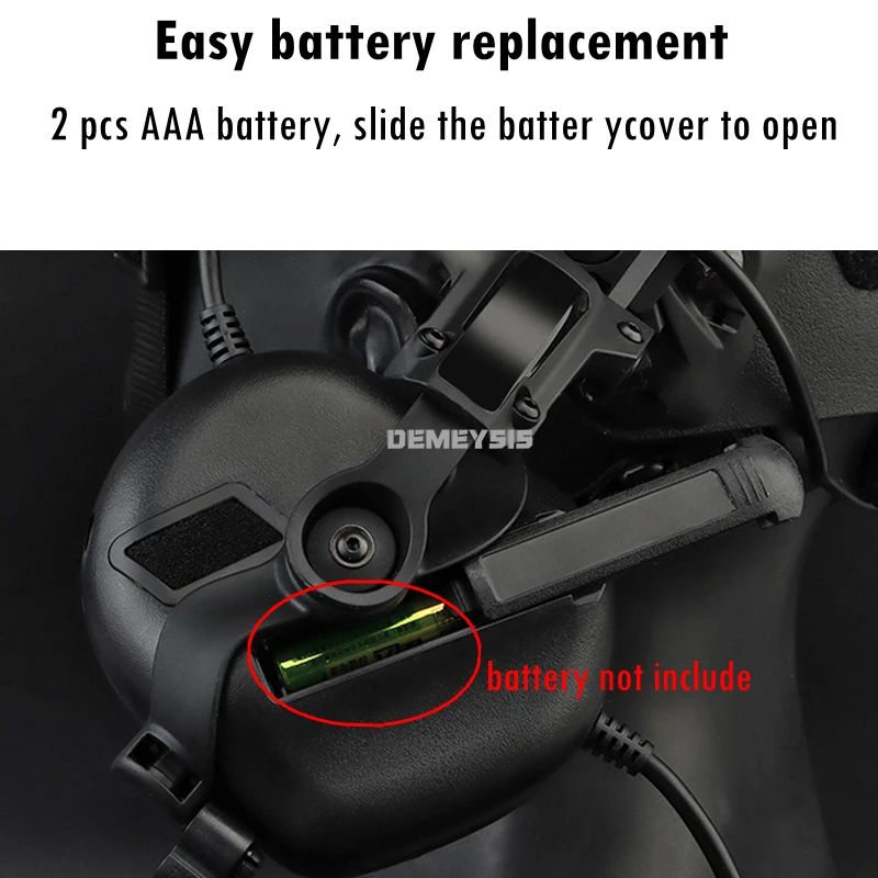 Auriculares tácticos con reducción de ruido para caza, auriculares de comunicación Airsoft para casco OPS Core ARC Wendy Rail - imagen 5