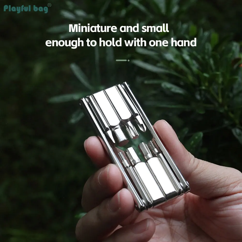 EDC-Herramienta de reparación portátil multifuncional para bicicleta, juego de puntas de tornillo, herramienta combinada plegable, destornillador de reparación de bicicletas de emergencia para exteriores NA73 - imagen 2