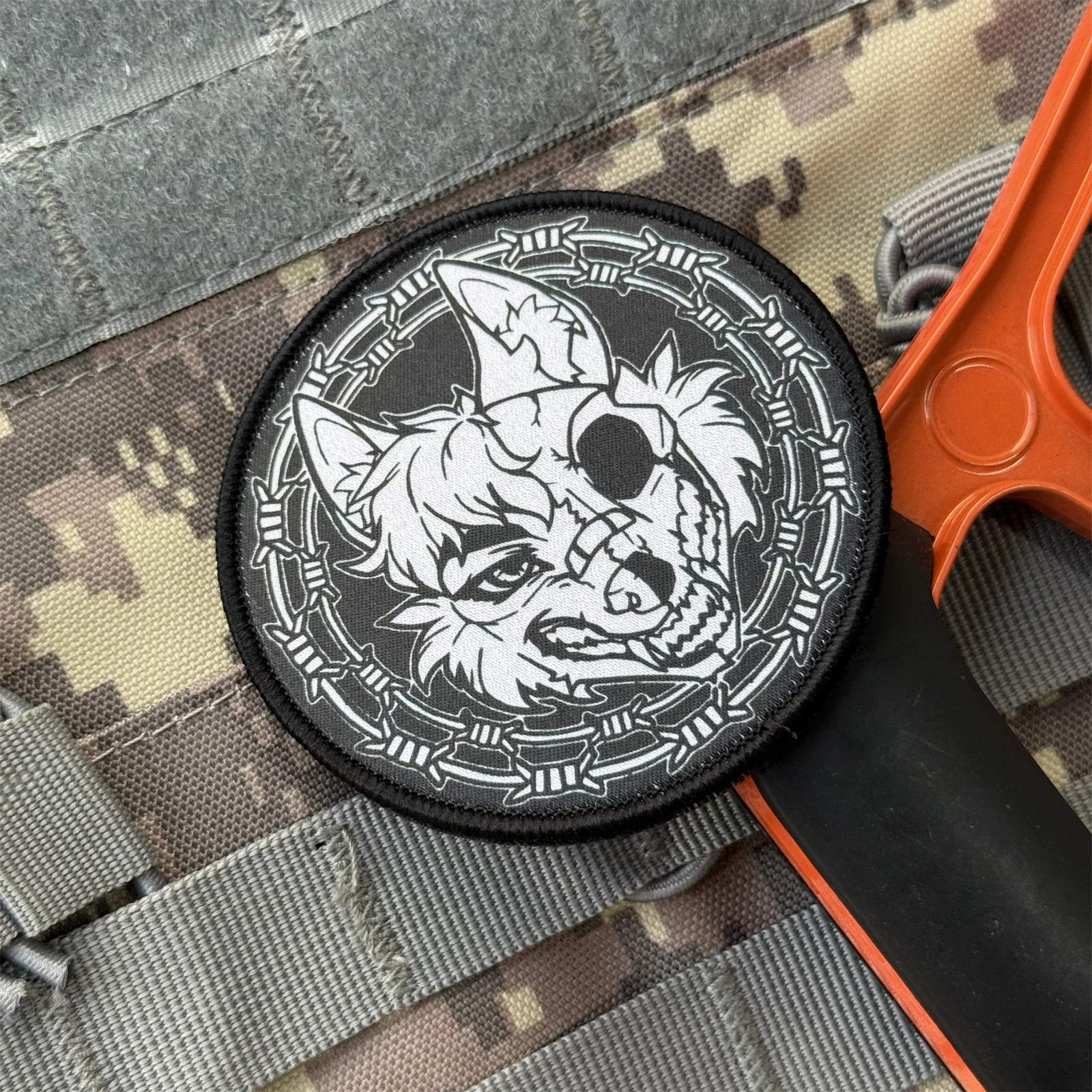 Parche de lobo de un ojo, insignia de moral impresa, brazalete táctico, parches militares con gancho para ropa, pegatinas para mochila al aire libre - imagen 4