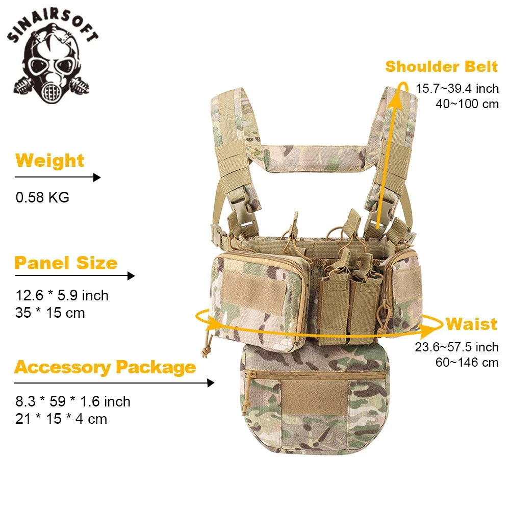 SINAIRSOFT CS Match Wargame TCM chaleco táctico Airsoft, bolsa militar, funda Molle 500D, nailon, Swat - imagen 4
