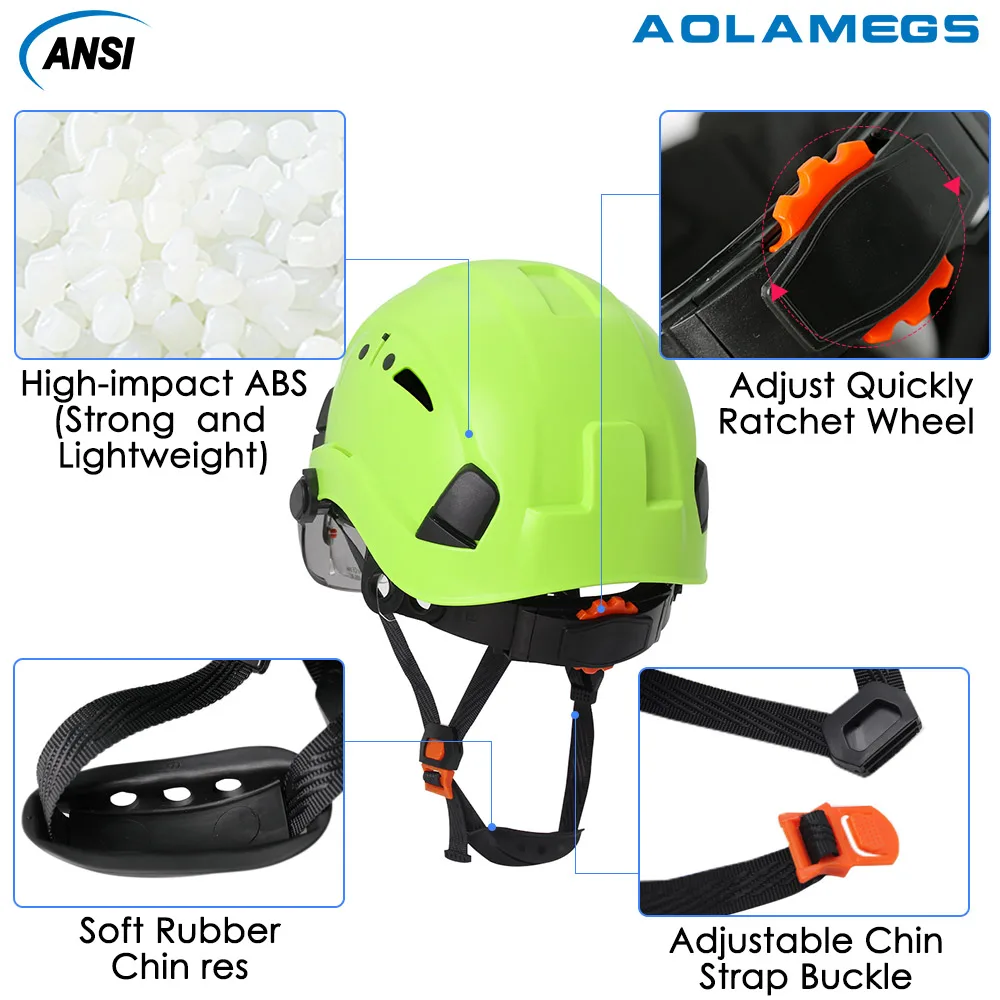 Gorro de seguridad para construcción CE con gafas integradas, visera triangular, toalla facial, 50 Uds., pegatinas DIY, casco duro ABS ANSI, casco de ingeniero - imagen 4