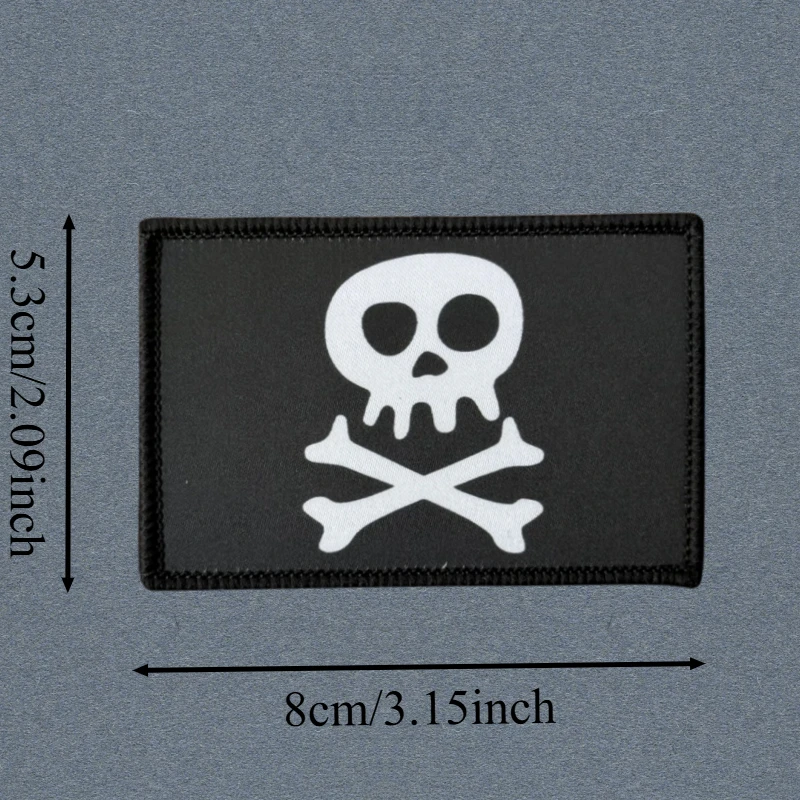 Parche con estampado de huesos cruzados de calavera, chaleco táctico, sombreros con gancho y bucle, insignia de moral, pegatinas para mochila, parches para brazalete para ropa - imagen 3