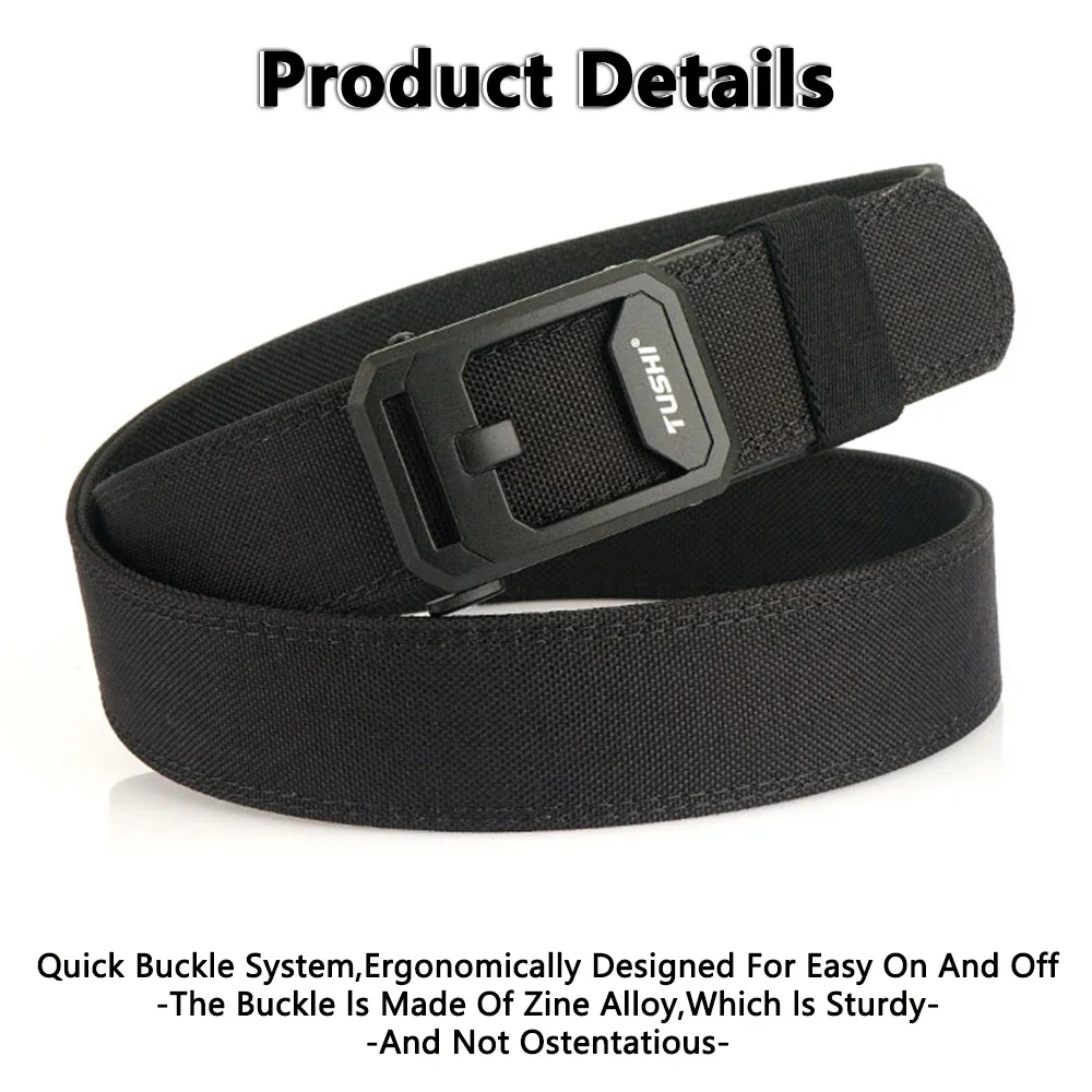 Cinturón táctico duro para hombres, hebilla automática de Metal de nailon resistente, cinturón militar de servicio policial, faja para exteriores, accesorios IPSC - imagen 4