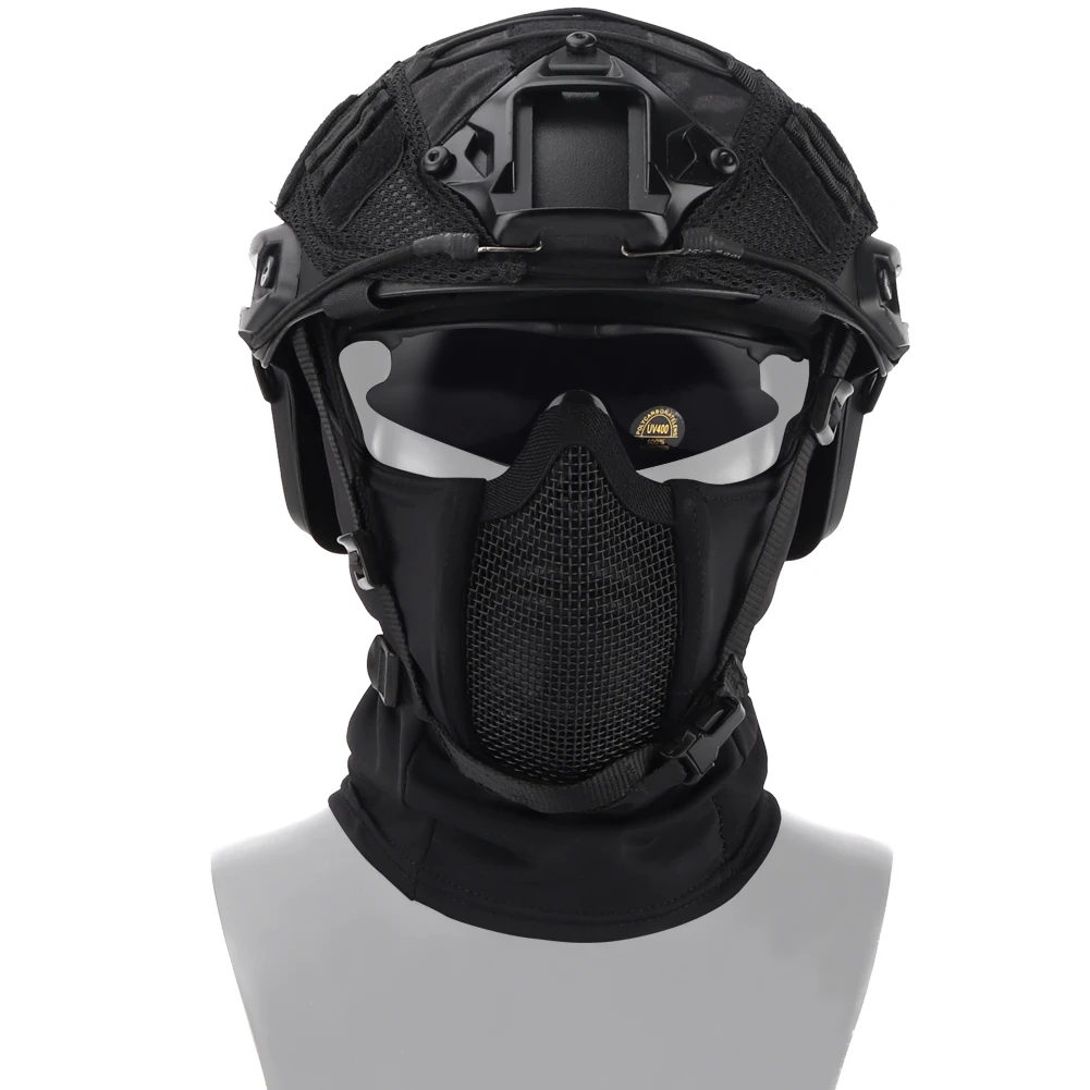 Casco táctico de luchador de sombra, máscara de pasamontañas de malla, máscara transpirable de Paintball Airsoft, polaina de cuello militar para caza - imagen 4