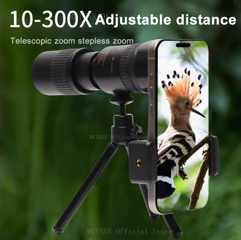 Prismáticos potentes con Zoom HD 10-300X, telescopio Monocular profesional de largo alcance, portátil, BAK4-Prisms de alta calidad para acampar - imagen 2