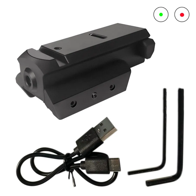 Mira láser verde, roja y azul con carga USB, mira láser de punto rojo apta para riel de 11/20MM - imagen 4