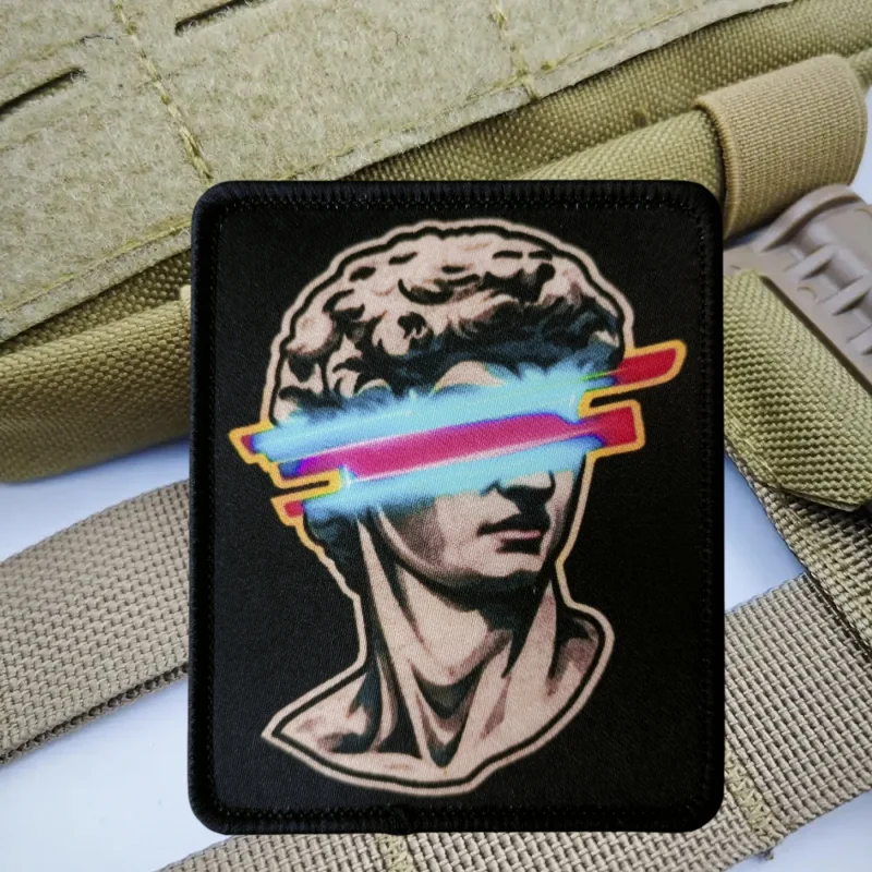Parche de impresión de estatua modificada de David, insignia de moral con gancho y bucle táctico, pegatinas decorativas para mochila, parches para brazalete para ropa - imagen 4