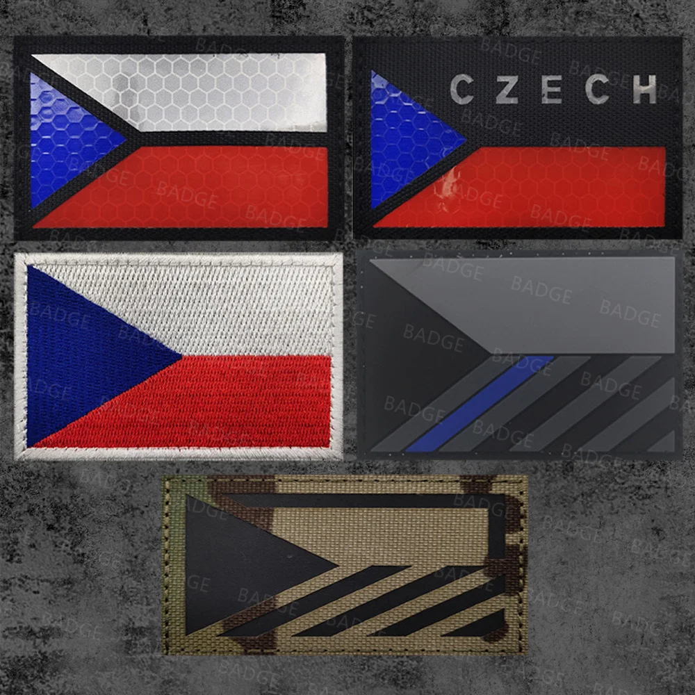 Parches de bandera de República Checa, brazalete bordado de gancho y bucle, parche táctico reflectante para mochilas, sombrero, ropa, chaquetas - imagen 2