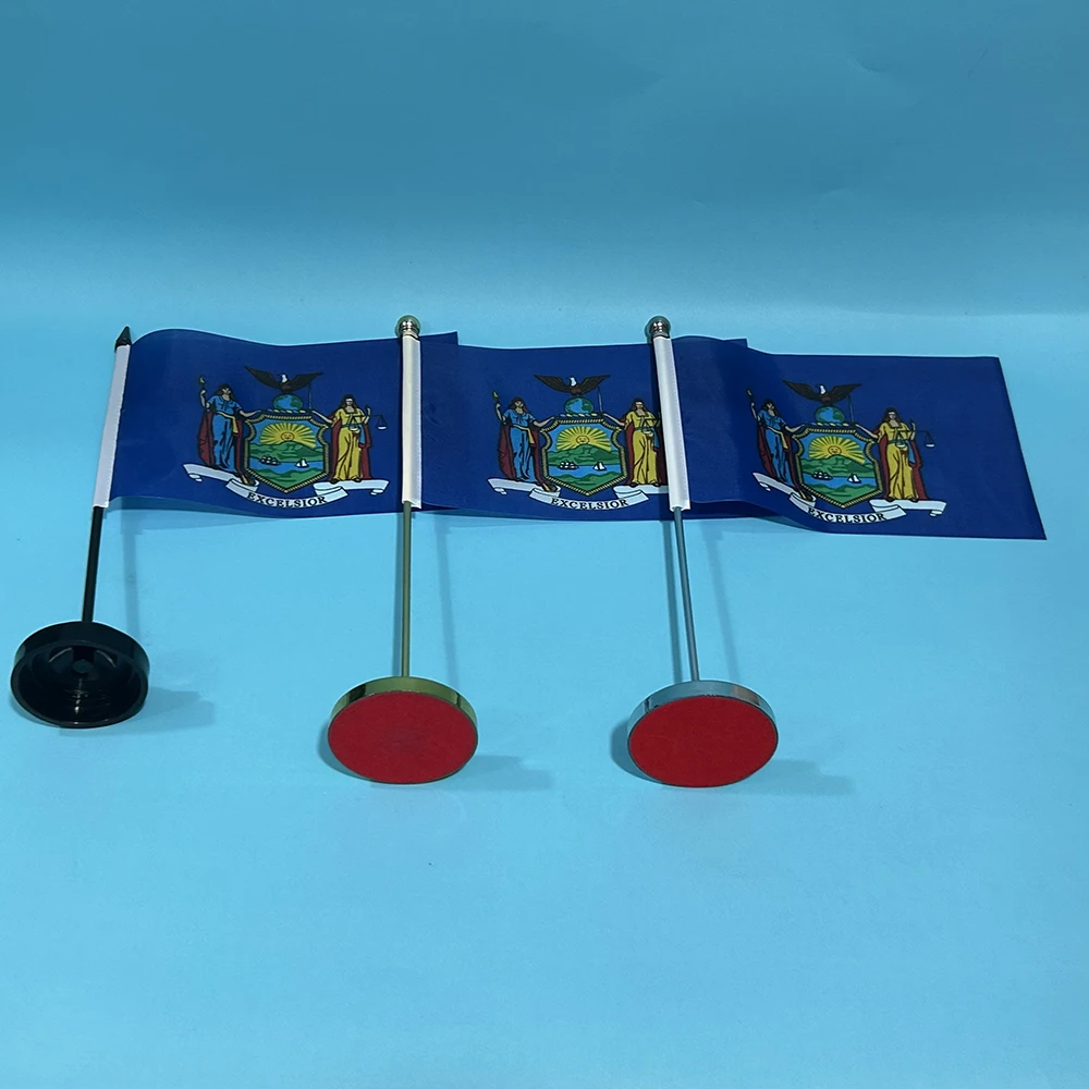 BANDERA DE SKY Escritorio de oficina Bandera pequeña de Nueva York Bandera de mesa de poliéster de 14x21 cm Estatal de EE. UU. Bandera de Nueva York Adornos de escritorio Banderas - imagen 2