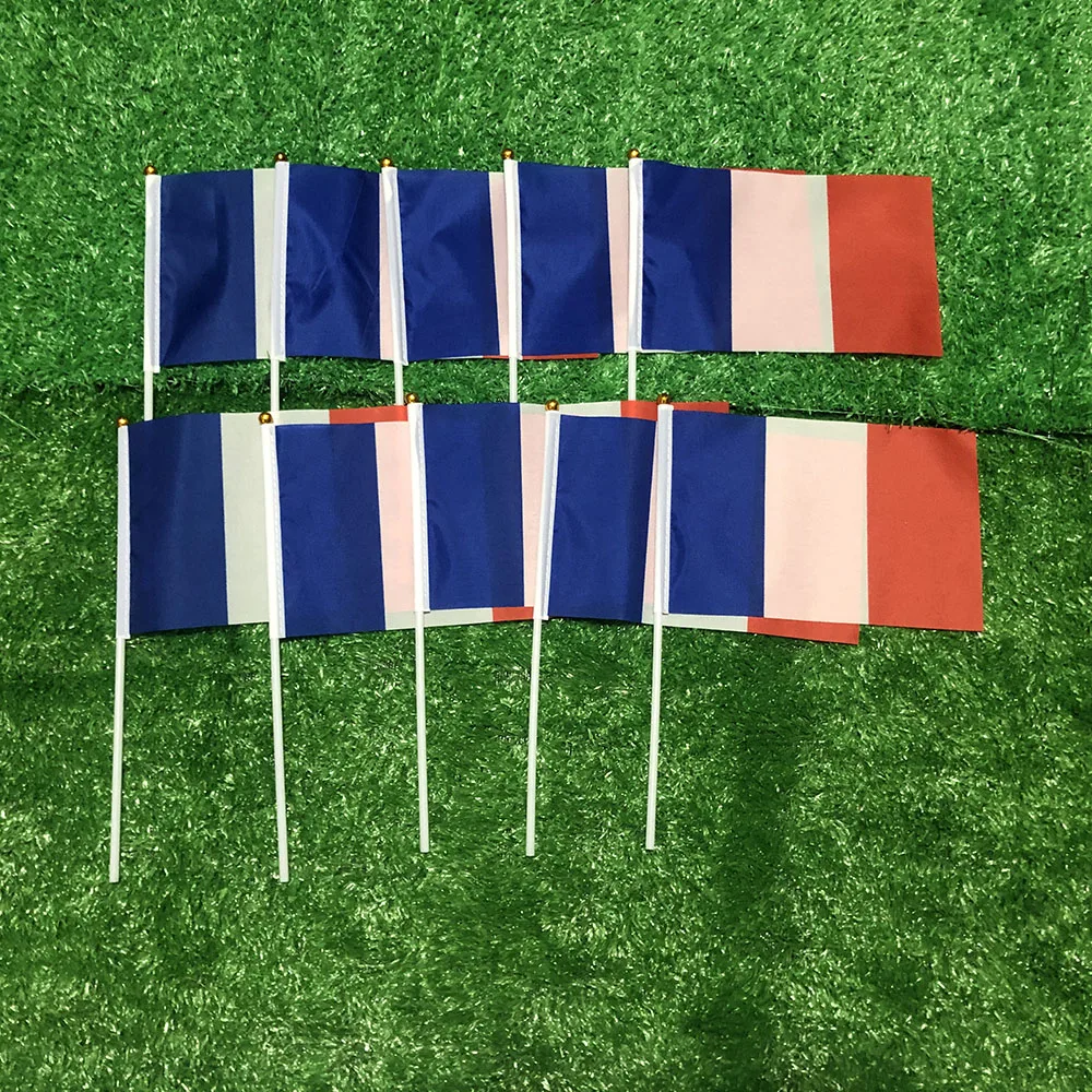 SKY FLAG 14x21cm Bandera ondulada a mano de Francia con poste de plástico, pancarta de poliéster para decoración - imagen 5