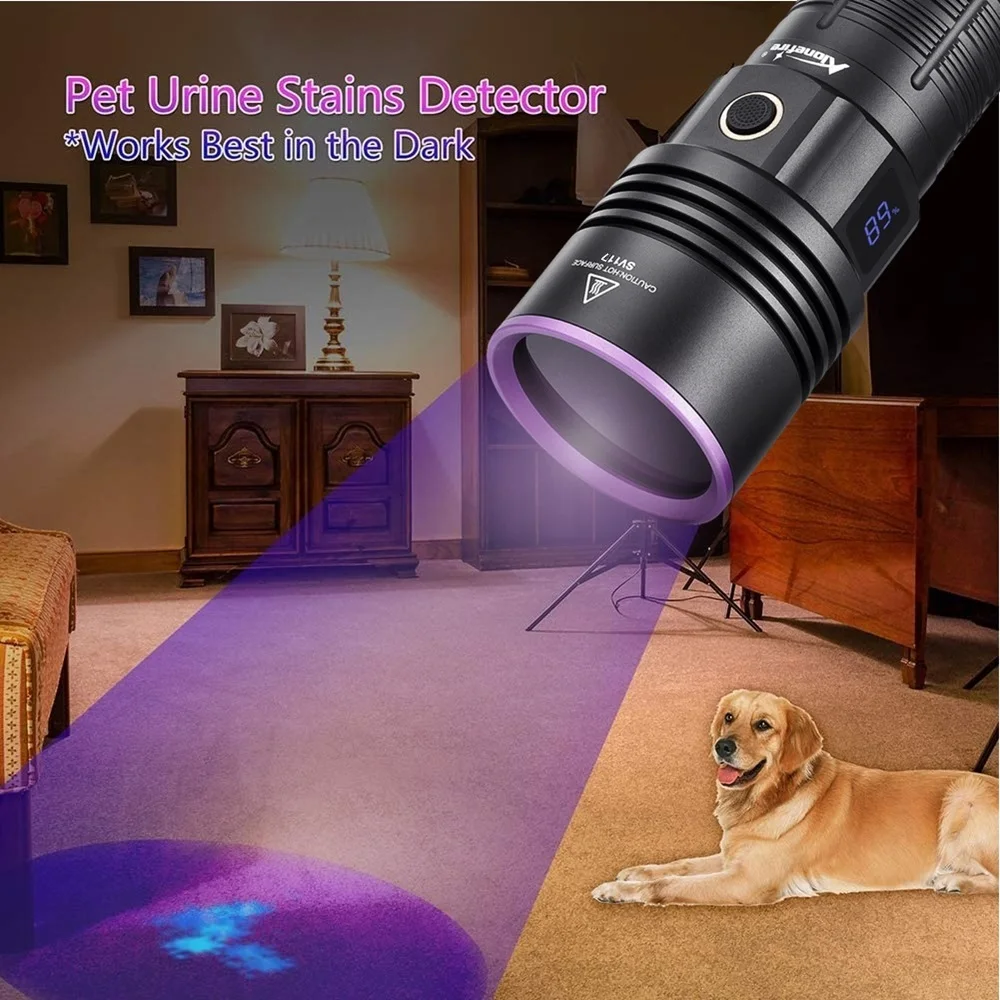 Linterna LED UV recargable con pantalla LCD de 180W, marcador de manchas de orina, luz de escorpión, 9x365nm - imagen 5