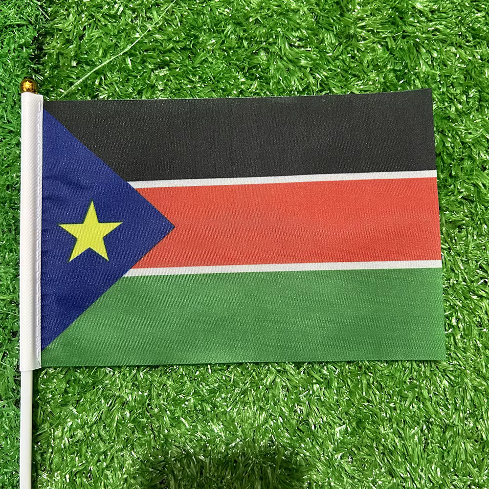 Bandera de mano Sudán del Sur con asta de plástico para deporte - imagen 5