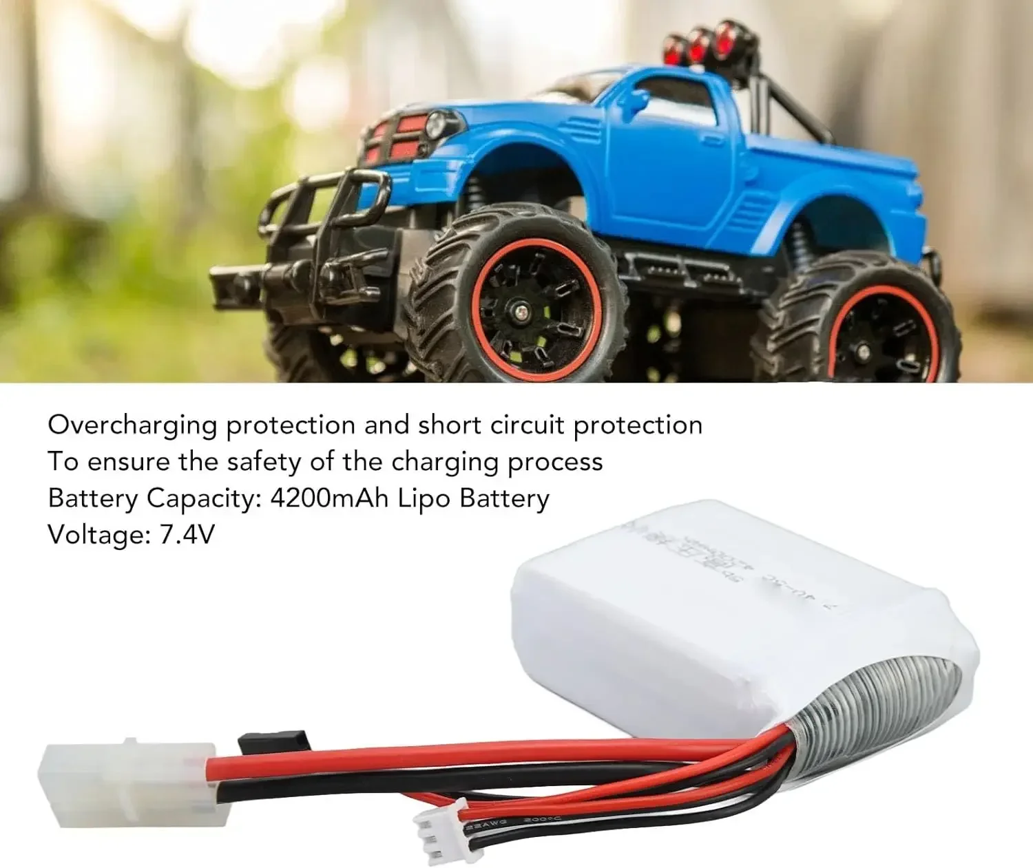 Receptor de alto voltaje de 7,4 V y 4200mAh, batería Lipo, enchufe Tamiya para ELK-RACING baja 5B 5t 5sc, accesorio de modelo de coche RC - imagen 5