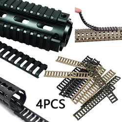Paquete de 4 protectores de manos para Rifle, color negro, resistente al calor, cubierta de riel de escalera de goma, riel Picatinny de 20MM, juguete, pistolas Airsoft, caza CS