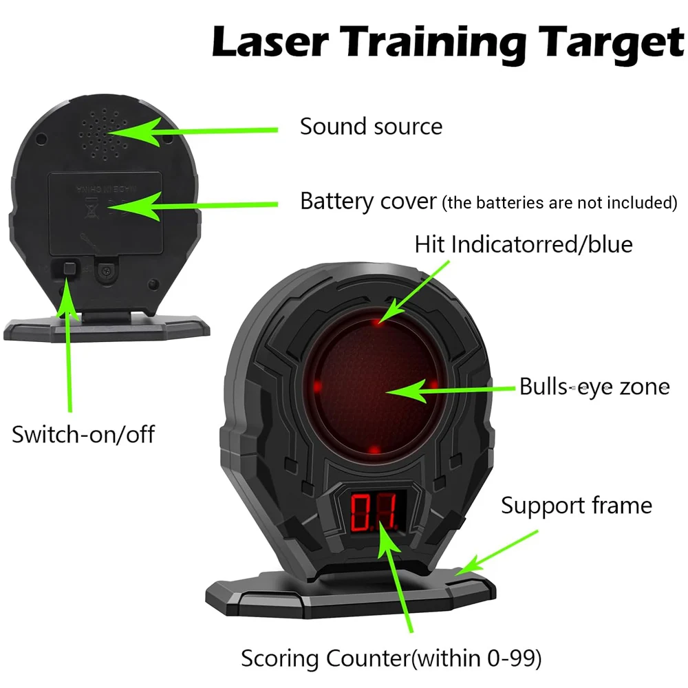 Objetivo de entrenamiento con láser de fuego seco, objetivo de tiro reactivo, objetivo láser electrónico de inducción infrarroja sensible al Color para práctica - imagen 3