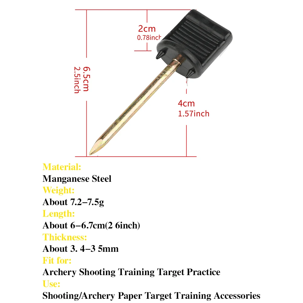 20/50 Uds. Pasadores de objetivo clavos de Metal práctica de tiro con arco acero al manganeso duradero para arco recurvo compuesto entrenamiento sujetar papel - imagen 2